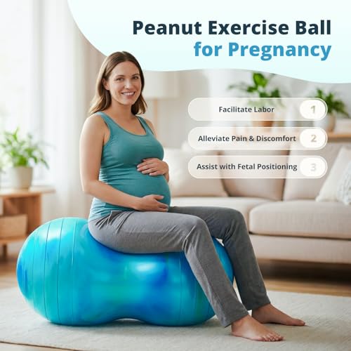 18''/20'' Peanut Ball for Kids & Adults, Anti-Burst Exercise Ball - color: Blue-green, size: 20''(50cm*100cm)
