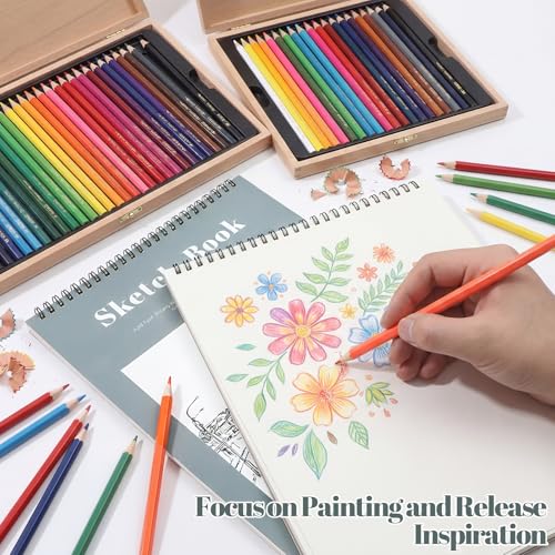 4 Pack Sketch Books 8.5 × 11 in, Top Spiral, 100gsm, Light Cyan | Acid-Free Paper, 30 Sheets Each, Hardcover with Rigid Back, Lay-Flat Top Spiral, for Sketching & Dry Media - color: Light Cyan, size: 8.5 × 11Inch（4 Pack）