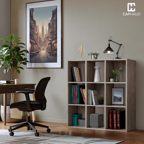 CAPHAUS Sturdy Room 11-Inch Cube Storage Organizer Shelf, with Thick Exterior Edge, Storage Shelf Divider w/Back, Bookcase, 9-Cube, Dark Grey - color: Dark Grey, size: 9 Cube