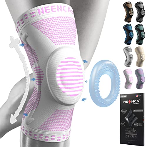 NEENCA Professional Knee Brace, Medical Knee Support for Women & Men Relief - color: Pink White, size: Large