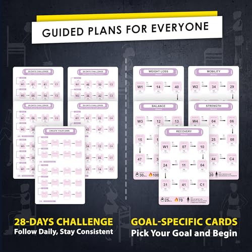 Flexies Chair Yoga Workout Cards – 58 Seated Exercise Cards for Beginners & Seniors | 28 Day Chair Workout Chart for Weight Loss, Strength, Flexibility & Balance