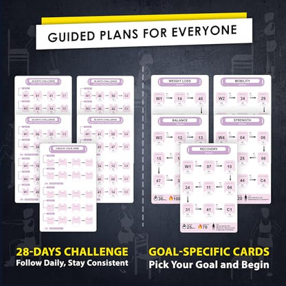 Flexies Chair Yoga Workout Cards – 58 Seated Exercise Cards for Beginners & Seniors | 28 Day Chair Workout Chart for Weight Loss, Strength, Flexibility & Balance
