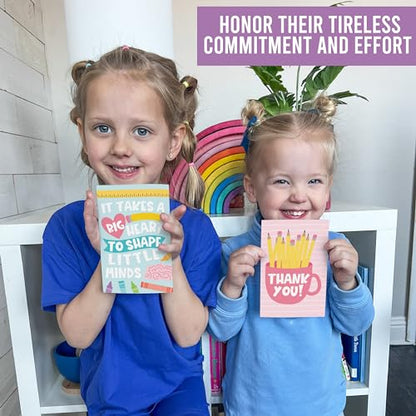 24 Teacher Thank You Cards with Envelopes Teacher Appreciation Cards Bulk - style: Pastel Crayons