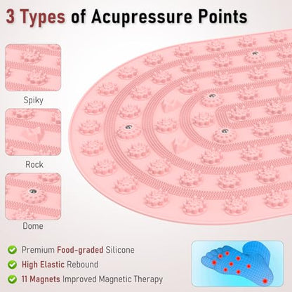 Foot Massage Mat Acupressure Board Large 30*17.7 In, Silicone Jogging Reflexology Mat for Feet Soft & Stiff Feet Magnetic Pressure Point Acupuncture Mat for Yoga Home Office Standing Elderly Pink - color: 30x17.7" Pink
