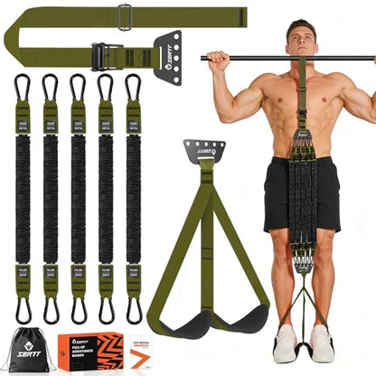 SERTT Adjustable Pull Up Assistance Band, Heavy Duty Assisted Pull Up Bands Support 375lbs, Upgrade Pull Up Bar Resistance Band for Assist Pullup Home Gym Strength Training - color: Green