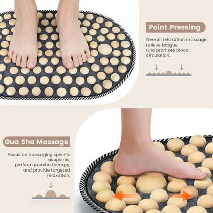Wooden Acupressure Foot Massager Mat, Acupuncture Mat for Pain & Stress