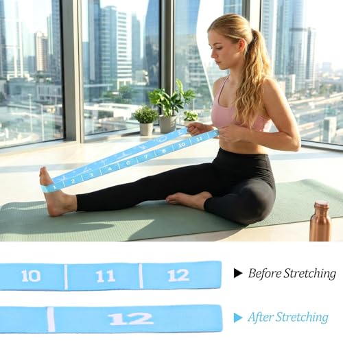 Multi‑Loop Nylon Yoga Stretching Belt, Anti‑Slip Fitness Resistance Band, Elastic Workout Strap for Yoga Pilates Dance Gymnastics Training, Physical Relax & Flexibility Exercise Accessory - color: Blue