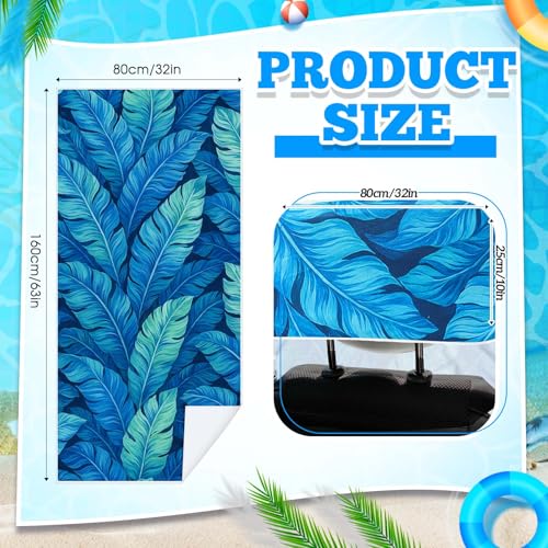 Hahafelt 2 Pack Car Seat Towel Cover with Storage Bag, Blue Leaves | 63 x 32 in Car Towel Seat Cover Non Slip Waterproof, Gym Workout Swimming Running, Machine Washable Sweat Absorbent Protector - style: Blue Leaves