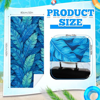 Hahafelt 2 Pack Car Seat Towel Cover with Storage Bag, Blue Leaves | 63 x 32 in Car Towel Seat Cover Non Slip Waterproof, Gym Workout Swimming Running, Machine Washable Sweat Absorbent Protector - style: Blue Leaves