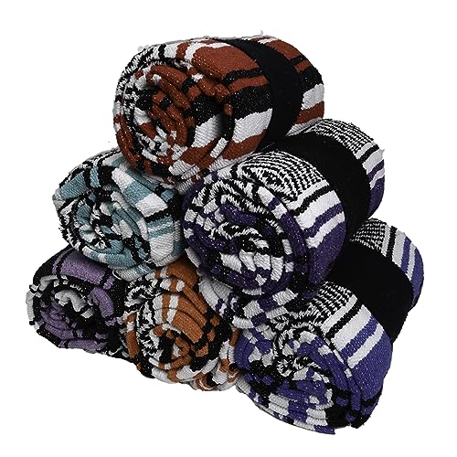 BlackCanyon Gear Falsa Blanket Rolled Cotton Blend OL124 Mexican Style Saddle Yoga Beach Blanket Aztec Throw Colorful Serape - 4FT x 6FT