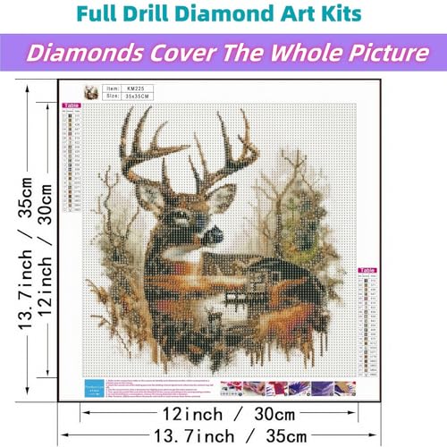 5D Deer Diamond Art Kits For Adults,Diamond Paintings Kits for Beginners | Paint By Diamonds Dot Full Drill Gem Art Crafts,Home Wall Decoration 13.8x13.8 Inches. - color: KM225-1