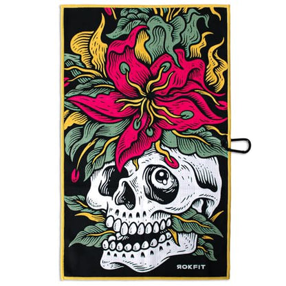 RokFit Gym & Golf Towel – Multi-Use, Quick-Dry, Durable Utility Towel with Bold Graphic and Carabiner Clip (Eternal Bloom) - color: Eternal Bloom