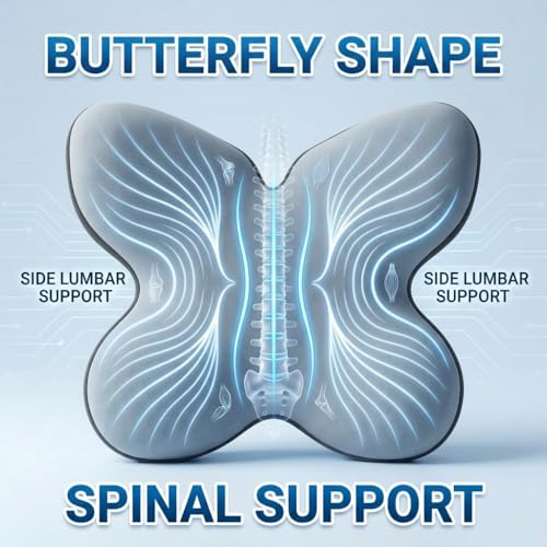 Butterfly Lumbar Support Pillow for Car and Chair, Gray - color: Gray-1