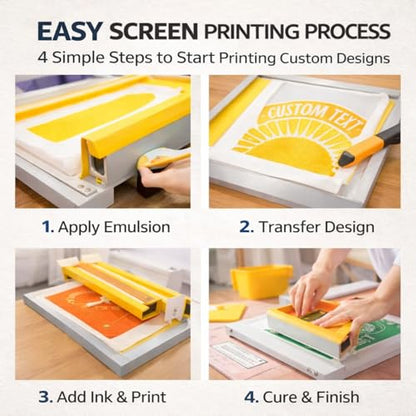 4 Pack Screen Printing Kit for Beginners, Aluminum Frames with 110 & 200 Mesh for T-Shirt Printing, Pre-Stretched Silk Screens for Craft DIY Fabric & Print (20 x 24 Inch, 10 x 14 Inch)