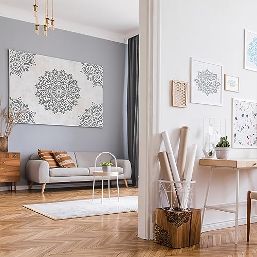 SUNFEEL 9-Pack Large Mandala Stencils - 12 x 12 Inch Reusable Templates, For DIY Wall & Floor Crafts And Furniture - style: C-Large Mandala