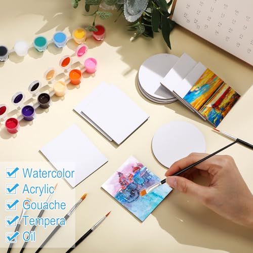 Engrowtic 12 Set Mini Magnetic Painting Canvas Panel Boards or Painting Mini Tile Art for Fridge Locker DIY Crafts Halloween Christmas Crafts Project(Mixed Styles,Assorted Sizes)