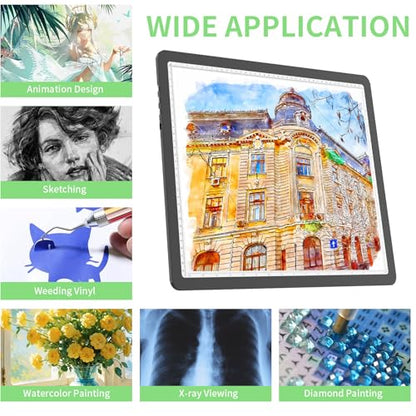 KOBAIBAN Rechargeable A3 Light Board for Diamond Painting, 4000mAh Diamond Art Light Pad with Physical Buttons, 6-Level/Stepless Dimming, Magnetic Light Board for Tracing, Drawing & Weeding Vinyl - size: A3