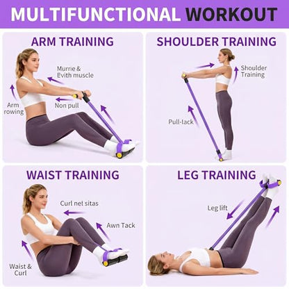 Pedal Resistance Bands with Handles, 6-Tube Sit Up Pull Rope Resistance Trainer, Natural Latex Foot Pedal Exercise Bands for Full Body Workout, Home Fitness Training, Waist, Arms & Legs (Pink)