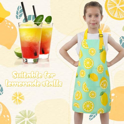 2 Pack Kids Apron, Cute Cooking Aprons, Waterproof Art Apron with Pockets, Toddler Painting Artist Apron Adjustable - color: Lemon, size: 45*62cm
