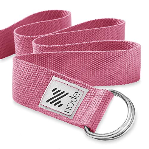 7-1/2' Yoga Strap for Stretching, Woven Cotton Blend Yoga Strap with Adjustable D-Ring Buckle for Exercise, Therapy and Fitness - color: Pink