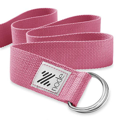 7-1/2' Yoga Strap for Stretching, Woven Cotton Blend Yoga Strap with Adjustable D-Ring Buckle for Exercise, Therapy and Fitness - color: Pink