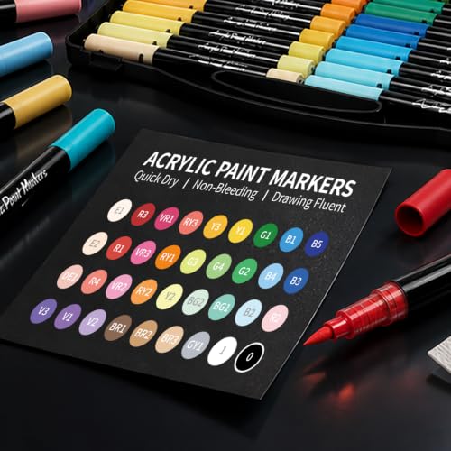36 Colors Acrylic Paint Markers,Paint Pens Acrylic Markers Brush Tip | chool Supplies Large Capacity Coloring Markers for Rock,Wood,Fabric,Glass, Canvas,Ceramic,DIY Paint Markers 36pcs - size: 36 COLOR