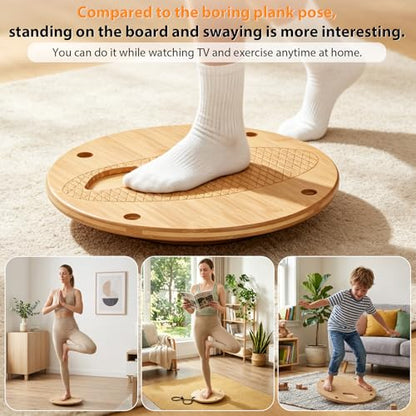 Wooden Wobble Balance Board, Balance Trainer for Kids,Toddlers,Teens | Standing Desk Balance Board for Core Training, Surf/Ski/Skate Prep, Rated for 440 Pounds of Weight