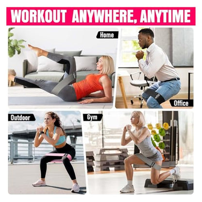 Booty & Resistance Bands – 3 Level Non-Slip Fabric Exercise Bands for Legs & Glutes, Women & Men, Squats, Hip Thigh Training, Yoga, Pilates, Home Workout - color: Green - Purple - Black