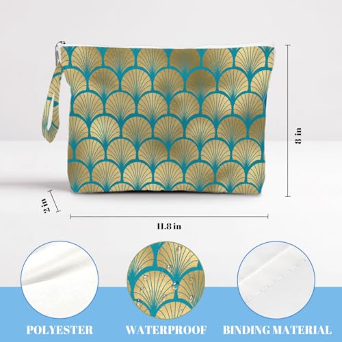 IAXIC Waterproof Tote Bag and Wet Bag Set, Summer Pattern Design for Beach Travel Gym Holiday Gifting - color: Gold Scallop