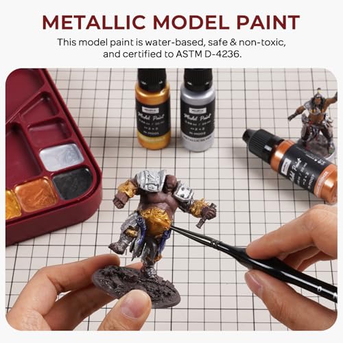 Nicpro 10 Colors Metallic Model Paint Set, 20ml Ready to Use | Modeling Acrylic Paints, Brush & Airbrush Compatible, Miniature Paint for Beginner & Pro on Model, Scale Figure, with Thinner - style: Metallic