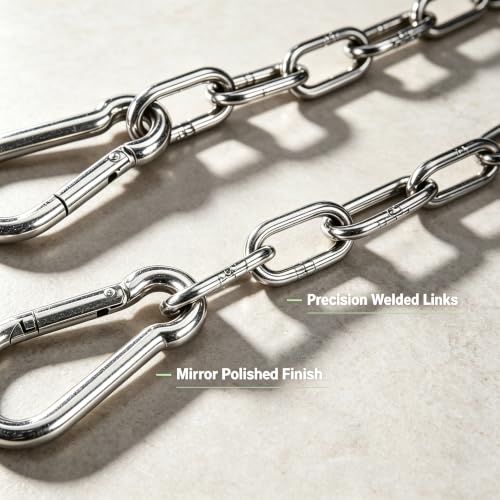 2 Pack 304 Stainless Steel Porch Swing Chains Kit, 59" Length - size: 59 in x 2pc