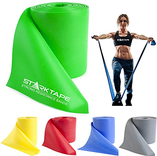 Resistance Bands Professional 8,16, 25, 50 Yards Bulk Rolls. Latex-Free Elastic Physical Therapy Band. No Scent, No Powder - Perfect for Home Exercise, Yoga, Pilates, Gym, Rehab, Workout - color: Green - Medium, size: 25 Yards