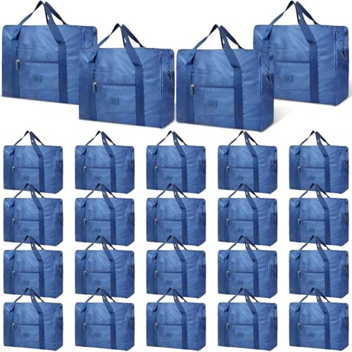Travel Duffel Bag 24 PCS Foldable Travel Bag Bulk Carry on Luggage Bag Waterproof Tote Sports Gym Bag Lightweight Large Weekender Overnight Bag for Women and Men (Blue 24PCS) - color: Blue 24PCS