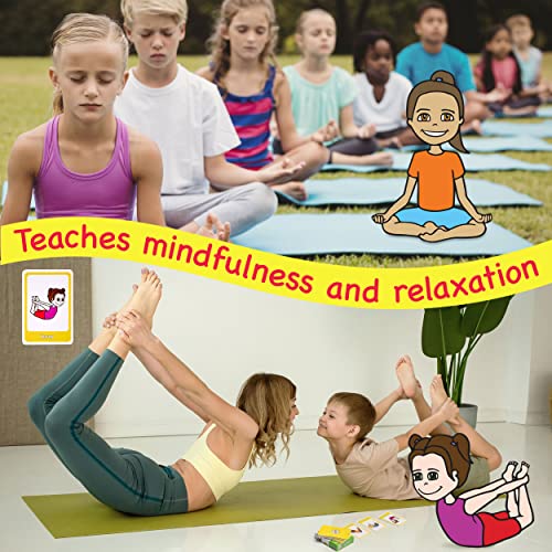 Yoga Cards for Kids, Play Yoga Games with 20 Poses, 52 Cards | Memory Matching, Go Fish & Snap, Yoga Pretzel Exercise Flashcards for Classroom, Homeschool PE, Instructions, Ages 3+ - style: Kids Yoga Cards