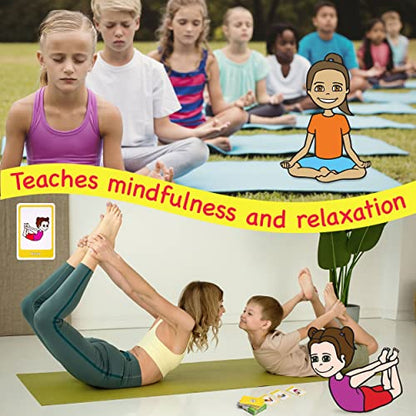Yoga Cards for Kids, Play Yoga Games with 20 Poses, 52 Cards | Memory Matching, Go Fish & Snap, Yoga Pretzel Exercise Flashcards for Classroom, Homeschool PE, Instructions, Ages 3+ - style: Kids Yoga Cards