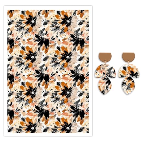 10 Pcs Fashion Blooming Floral Transfer Paper for Earrings & Polymer Clay, Beautiful Flowers Water Soluble Transfer Sheet for Polymer Clay DIY Art Crafts Jewelry Earrings Making Supplies 5.82X3.9 in - color: Flowers