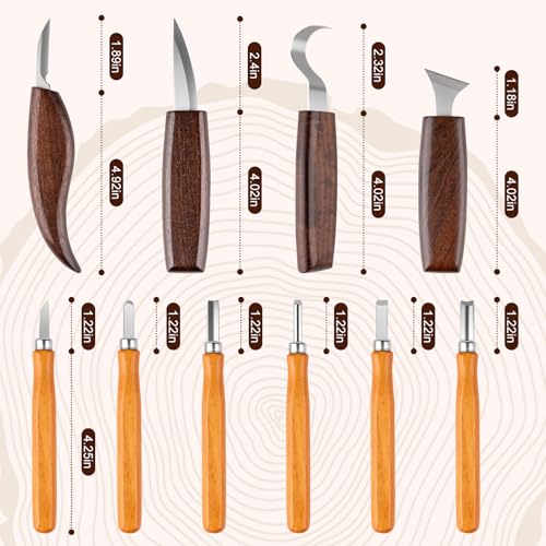 26 in 1 Wood Carving Tools Kit for Beginners | Complete Woodworking Tools Set, Wood Whittling Starter Kit, 4 Wood Knives and 6 Chisels, For Woodworking DIY Hobby Projects