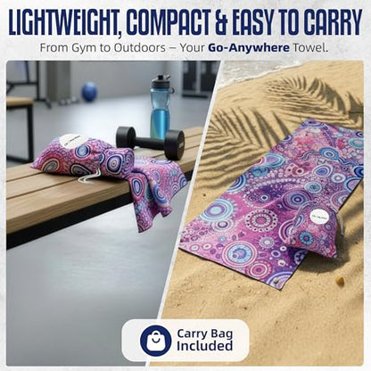 CHEEKY WINX Microfiber Gym Towel – Highly Absorbent Microfiber Sweat Towel, Quick-Dry Lightweight Design, Odour-Resistant Fabric, Matching Carry Bag, Joy, Large (120 x 60 cm) - color: Joy, size: Large