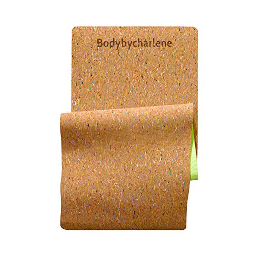 Air Cork Yoga Mat - Bodybycharlene - Non Slip, Anti Skid Cork Surface with TPE Backing - 71"X24"X10mm Thick Yoga Mats! - color: Forest