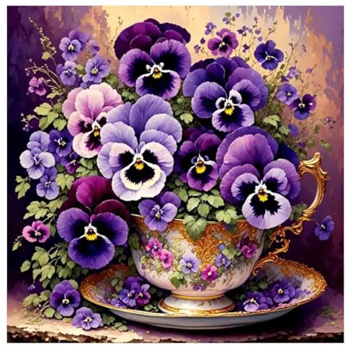 VIGEGU Flower Paint by Numbers Kit for Adults - Butterfly Orchid Paint by Number for Beginner DIY Adult Paint by Number Kits on Canvas,Oil Number Painting Kits for Home Decor 16x16inch - color: 1-Paint by Number0304-2