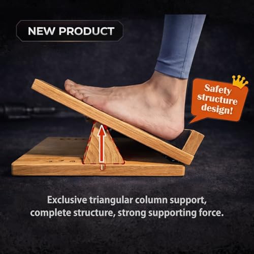 16-Level Adjustable Solid Wooden Slant Board for Squats – 550 lbs Heavy Duty Squat Wedge for Weightlifting & Ankle Mobility – Incline Board for Calf Raises & Leg Day Training