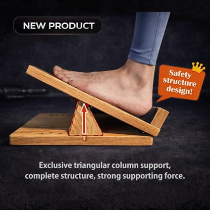 16-Level Adjustable Solid Wooden Slant Board for Squats – 550 lbs Heavy Duty Squat Wedge for Weightlifting & Ankle Mobility – Incline Board for Calf Raises & Leg Day Training