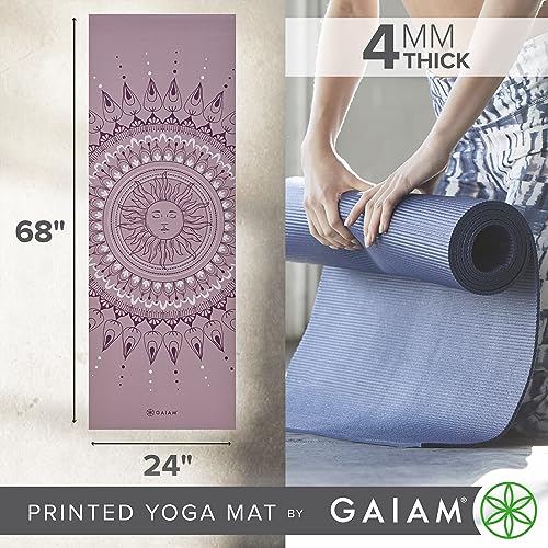 Gaiam Yoga Mat Classic Print, 4mm Non-Slip Mat | Lightweight 4mm print yoga mat with non-slip grip. Ideal for yoga, Pilates & floor workouts at home or studio. - color: Here & Now Dusty Rose