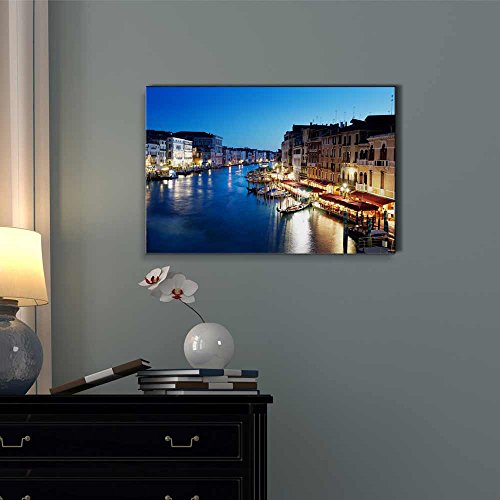 Canvas Prints Wall Art - Grand Canal in Venice, Italy at Sunset | Modern Wall Decor/Home Decoration Stretched Gallery Canvas Wrap Giclee Print & Ready to Hang - 12" x 18" - color: Grand Canal, size: 18"L x 12"W