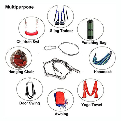 Aokitec Daisy Chains Climbing Strap Strap Rope Yoga Pilates Stretching StrapsMulti-Loop Climber Strength Daisy Chains, 1 Safety Carabiner with Twist Lock System and 1 Connecting Rope