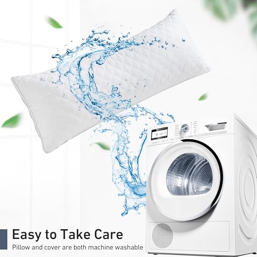 Leeden Adjustable Body Pillow 21 x 54 for Side Sleepers White | Soft polyester padding delivers full-body support for side sleepers, maternity rest, reading and daily relaxation. - color: White-side