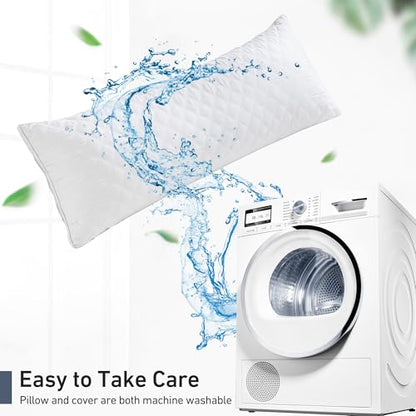 Leeden Adjustable Body Pillow 21 x 54 for Side Sleepers White | Soft polyester padding delivers full-body support for side sleepers, maternity rest, reading and daily relaxation. - color: White-side