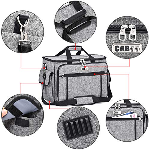 CAB55 Rolling Sewing Machine Case, Detachable Rolling Sewing Machine Carrying Case on Wheels, Trolley Tote Bag with Removable Bottom Wooden Board for Most Standard Sewing Machine and Accessories - color: Grey