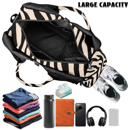 Zebra Print Gym Bag with Shoe Compartment Durable Yoga Bags with Double Zipper Sports Duffle Bags Waterproof, Retro Sports Duffle Bag for Cheer Team - color: Zebra Print
