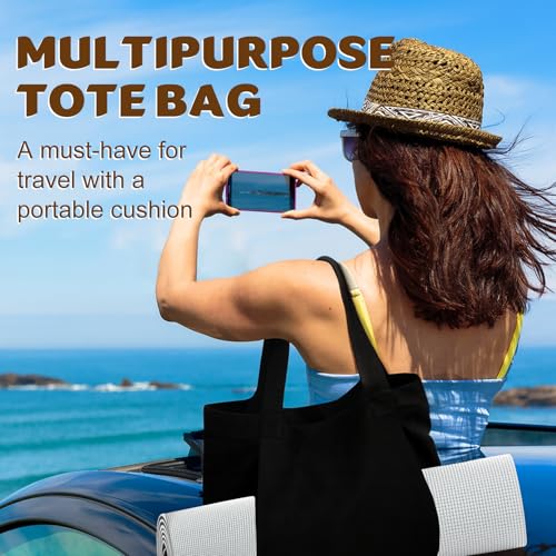 Yoga Mat Carrier, Gym Bag With Yoga Mat Holder, Women Canvas Tote With Shoulder Strap For Pilates, Travel, Office, Sports, Workout And Beach – Inner Zippered Pocket, Fits Standard And Small Mats - color: Black